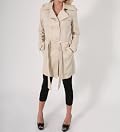 S Line Button UpTrench Coat with WaistTie in Beige