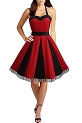 Satin Polka Dot Print Stretchy  Dress With a Ribbon 