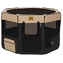 Precision Pet Soft Side Play Yard 46 in. x 46 in. x 28 in. Large Navy Tan