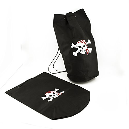 Adorox Polyester Pirate Skull Loot Backpacks Birthday Party Favors (Black (12 Bags))