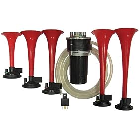 DIXIE DUKES OF HAZARD STYLE RED MUSICAL 12V CAR AIR HORNS KIT/HORN SET