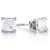 14kt White Gold Princess Cut 1/4 ctw. Diamond Stud Earrings