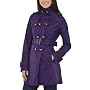 Coffee Shop Belted Twill Long Trench Coat - Purple