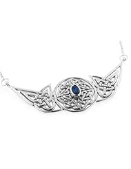 Sterling Silver Eternal Celtic Knot 18" Necklace with Genuine Blue Sapphire