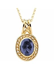 10K Yellow Gold Oval Cut Tanzanite and Pearl Pendant -- LIFETIME WARRANTY