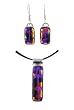 Pendant and Earrings Set - XS-41 - Genuine Handmade Dichroic Glass ~ All Findings and Earring wires are made of .925 Sterling Silver