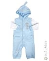 Max and Tilly Baby Boy Winter Wonders Soft Cotton Pale Blue Striped Romper with Longsleeve Top size 3-6 months