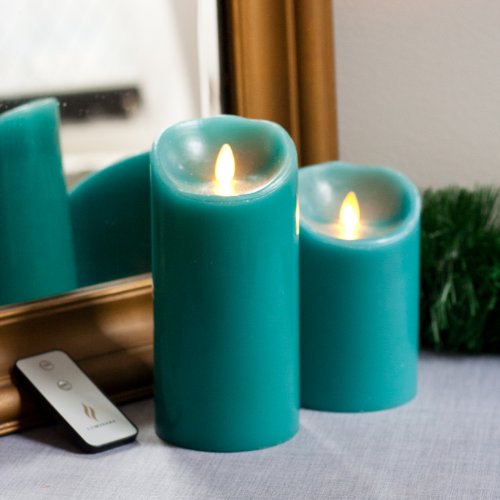 Luminara Set of 2 Blue Sage 5 and 7 Moving Wick Flameless Candles with