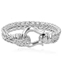 Sterling Silver Two Rows Diamond Link Bracelet 7.5"