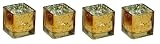 Gold Mercury Glass Cube Tea Light Candle Holders - Set of 4