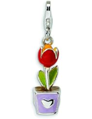 Sterling Silver Enameled Tulip Lobster Clasp Charm