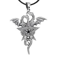Anh�nger 2 Drachen mit Pentagramm 925er Silber Schmuck