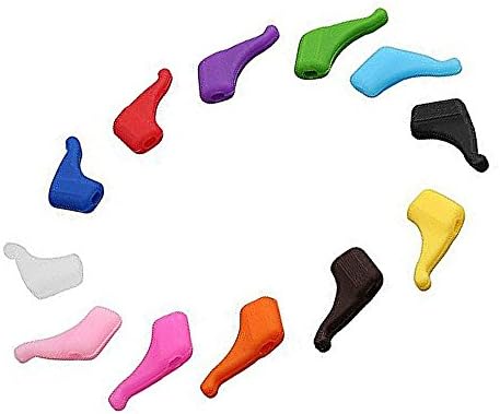 Anti-slip Eyeglasses Holder Premium Silicone Comfortable Sports From Slipping Temple Tip Ear Hook Rubber Grip 5 Pair (M size Black Blue Yellow Green White)