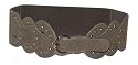 Suede effect Brown Studded Buckle Wide Strap Stretch Waist Belt