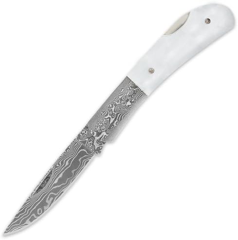 Kriegar Real Pearl Lockback Folding Knife Damascus
