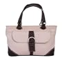 Leather Purse with Front Pocket - Pastel Pink/Chocolate (Pastel Pink/Chocolate) (9"H x 17"W x 5"D)