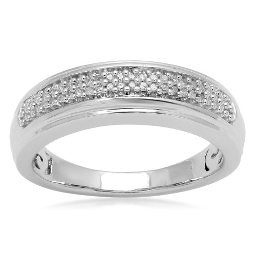 Sterling Silver Diamond Mens Ring (1/6 cttw, I-J Color, I3 Clarity), Size 11