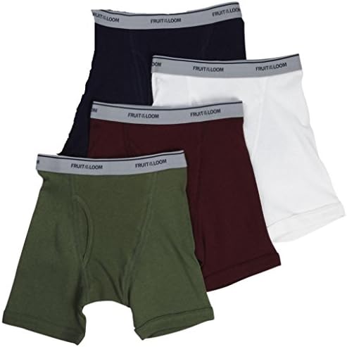 Fruit of the Loom Men's 4-Pack Assorted Boxer Briefs 100% Cotton Underwear, Medium
