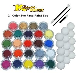 24 Color Pro Face Paint Color Set 10 ml with Applicator Kit