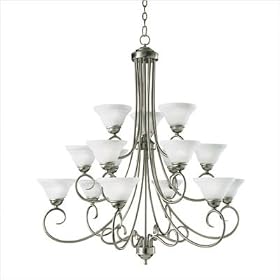 Adirondack Fifteen Light Chandelier in Satin Nickel