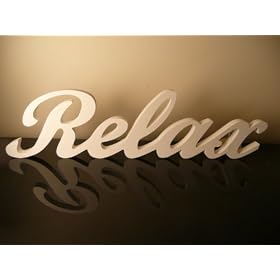 LARGE SHABBY CHIC WOODEN RELAX WORD SIGN PLAQUE DISPLAY
