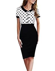 Sexy Cocktail Knee Length Lace Vintage Polka Dot Print Cotton/Polyester Short Sleeves Bodycon Dress/Party Dress 