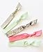 5 Elastic Ribbon Hair Ties, the Glitter Mint Set By Lucky Girl Hair Ties Brand