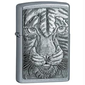 Zippo Tiger Emblem Street Chrome Pocket Lighter: Sports &amp; Outdoors