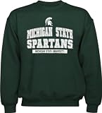 Michigan State Spartans Green Wordmark Logo Crew Neck Fleece Sweatshirt