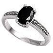 Sterling Silver Marcasite Rings with Black CZ - Sizes: 5-9