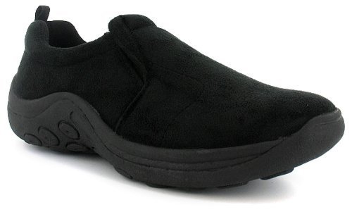 New Mens/Gents Black Twin Gusset Slip On Casual Shoes. Wider Fitting. - Black - UK 10