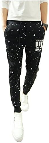 Angcoco Mens Fleece Snowflake Print Joggers Drawstring Casual Pants