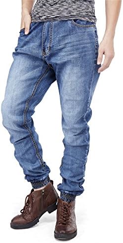 MIEIER Men's Classic Denim Biker Jeans Trousers