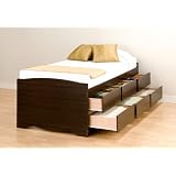 Prepac Espresso Tall Twin/Mates Platform Storage Bed