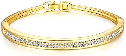 18K Gold High Shine Cubic Zirconia Bangle Bracelet