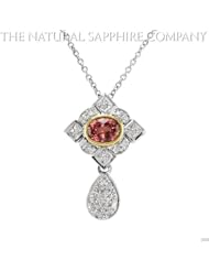 1.93ct Natural Padparadscha set in 18k White Gold Pendant with .91cts of Diamonds