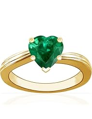14K Yellow Gold Heart Cut Emerald Solitaire Ring (GIA Certificate)