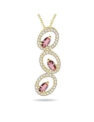 0.60 Cts Diamond & 0.54 Cts Pink Tourmaline Pendant in 14K Yellow Gold