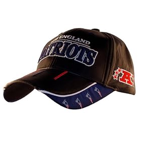 <b>NFL Football Team Logo Stripes Black Leather Hat - New England Patriots</b>