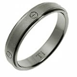 Titanium spinner ring with matte polish, laser cut designs, and comfort fit-Width: 5.4mm