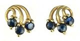 9ct Yellow Gold Ladies Fancy 3 Stone Sapphire Stud Earrings