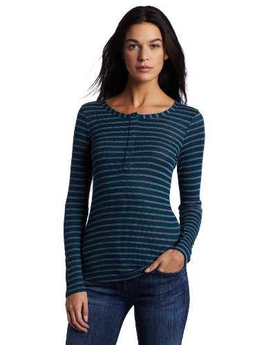 Splendid Womens Stripe Thermal Top, Dark Teal, Small