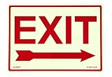 Jessup EG-7520-F-102-RP Exit - Sign with Right Arrow, Red Letters on Photoluminescent Background, 14-by-10-Inch