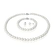 White 6-7mm AAA Cultured Pearl Strand Princess Necklace 18", Bracelet (LS1R2) & AAAA Earrings (LS1B) CAREFREE Sterling Silver Set
