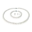 **30% OFF AT CHECKOUT** White 6-7mm AAA Cultured Pearl Strand Choker Necklace 16", Bracelet (LS1R2) & AAAA Earrings (LS1B) CAREFREE Sterling Silver Set