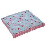 Homescapes - Birds and Flowers - 100% Cotton - Floor Cushion - Blue Red Pink White - 40 x 40 x 10 cm Square - Indoor - Garden - Dining Chair Booster - Seat Pad Cushionby Homescapes