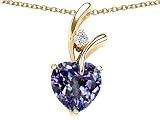 1.95 cts 925 Sterling Silver 14K Yellow Gold Plated Lab Created Heart Shaped Alexandrite Pendant