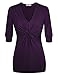 Ninedaily Women Blouse V Neck Pleated Front Half Sleeve Tunic Casual Top