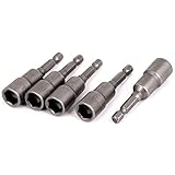 uxcell　六角ナットドライバ　ナットドライバセット　メタル　シルバーグレー　ハードウェアツール　5個入り