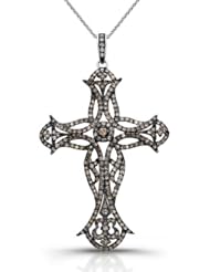 1.30 Round Brilliant Cut Diamond Cross Pendant With Chain in 14k Gold